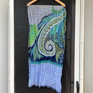 Long multi-color fashion scarf.